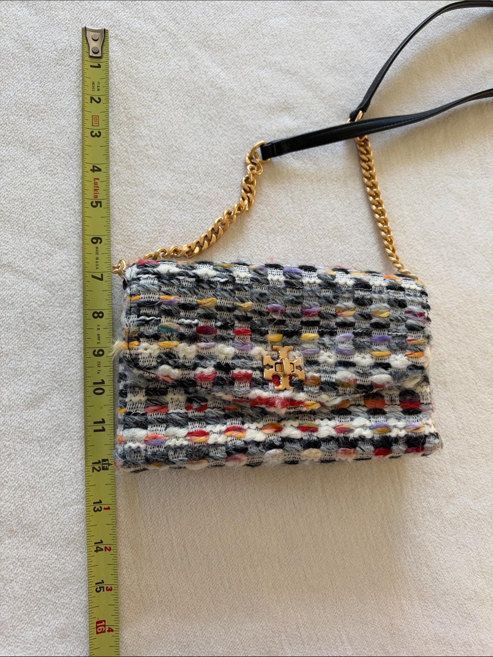 Tory Burch Small Kira Tweed Convertible Shoulder Bag Multicolor & Black - Picture 9 of 9